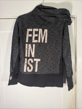 Superfit Hero Women's Dark Heather Gray Hoodie Sweater with FEMINIST Print